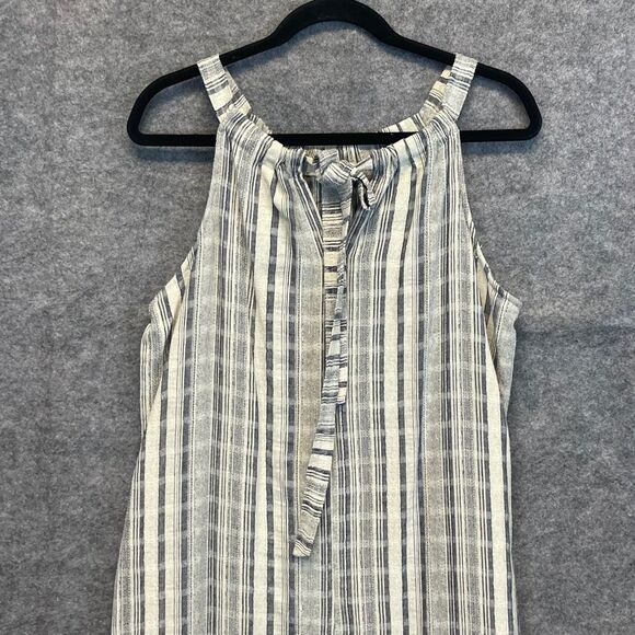 NWT HOPE AND HARLOW Shift Dress Women's Size 10 Pale Blue Cream Striped Halter - Picture 11 of 15